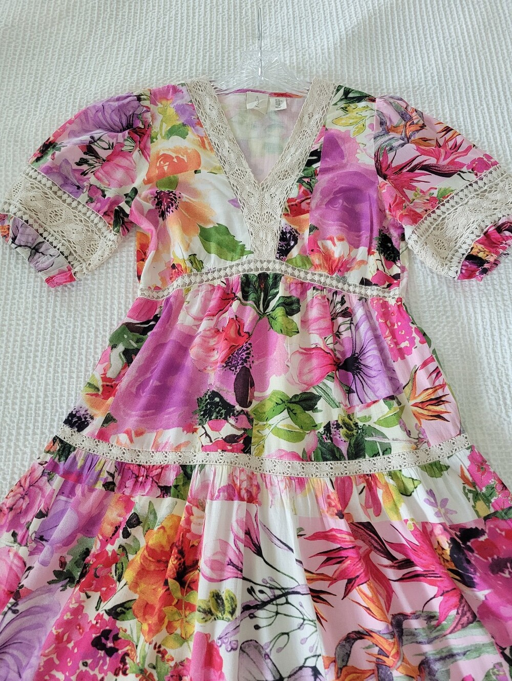 Joie Floral Maxidress XS.with Ruffels and Puff Sleeves,100% Cotton